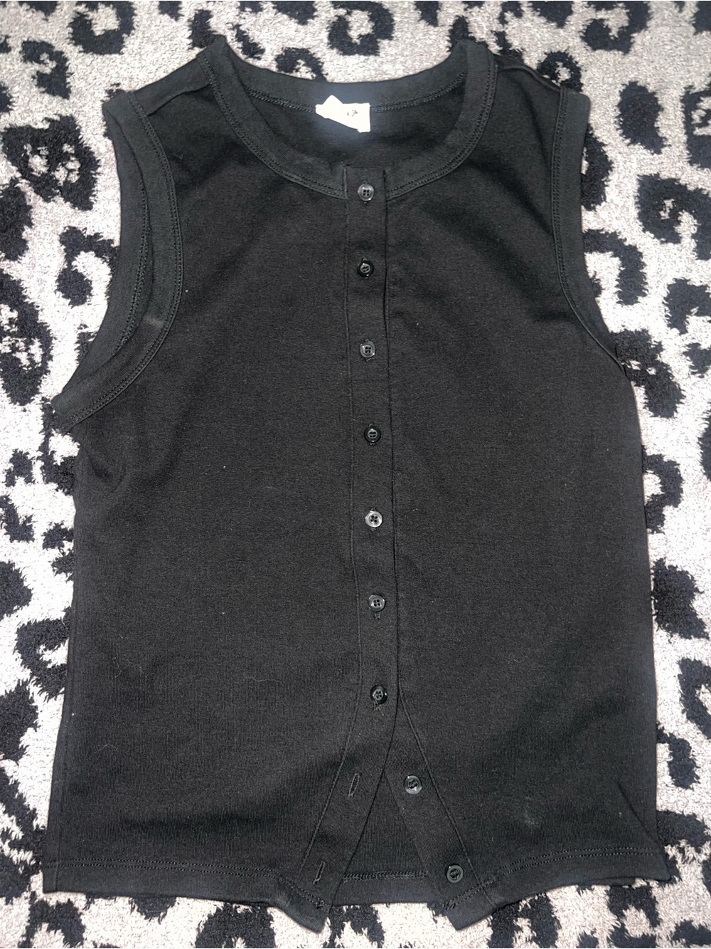 Black Button-Front Sleeveless Top
